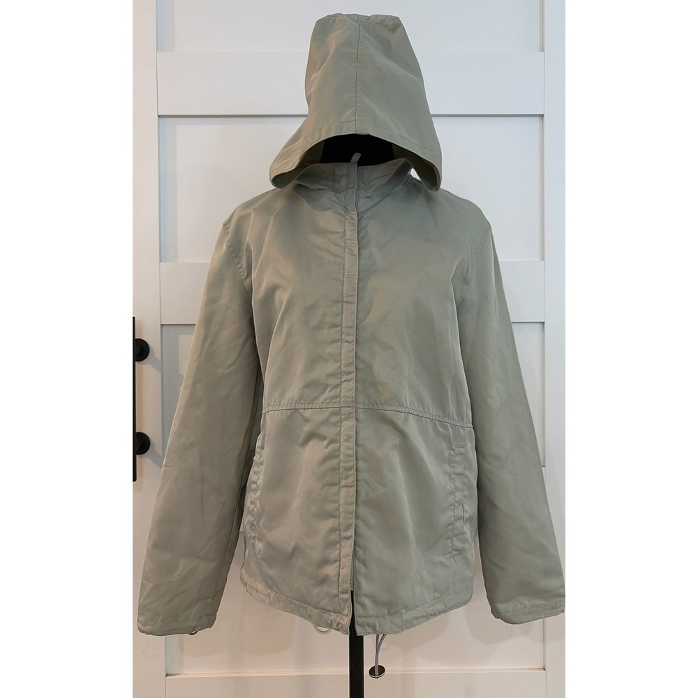 Nine West Womens Sage Green Hooded Windbreaker Jacket Full Zip Size Small